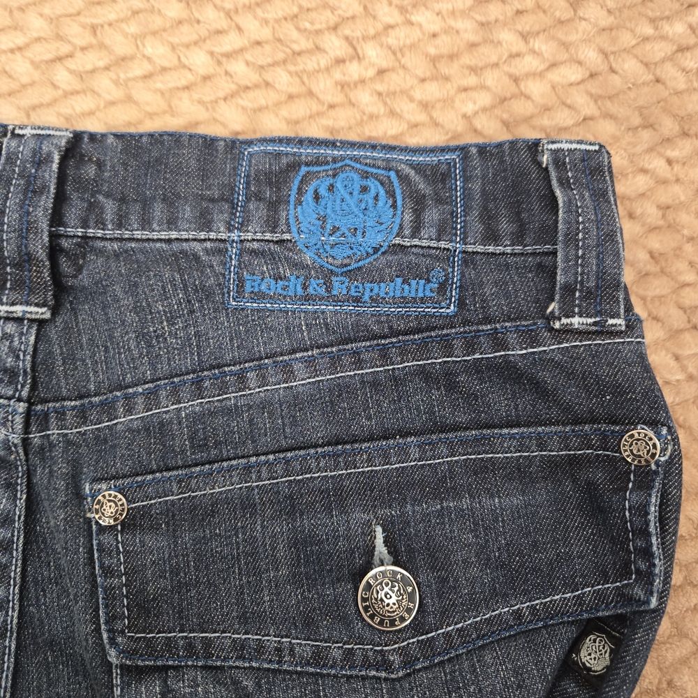 Rock & Republic Taylor Jeans Mens 34 Dark Wash Bootcut Embroidered Flap Pocket - Picture 13 of 13